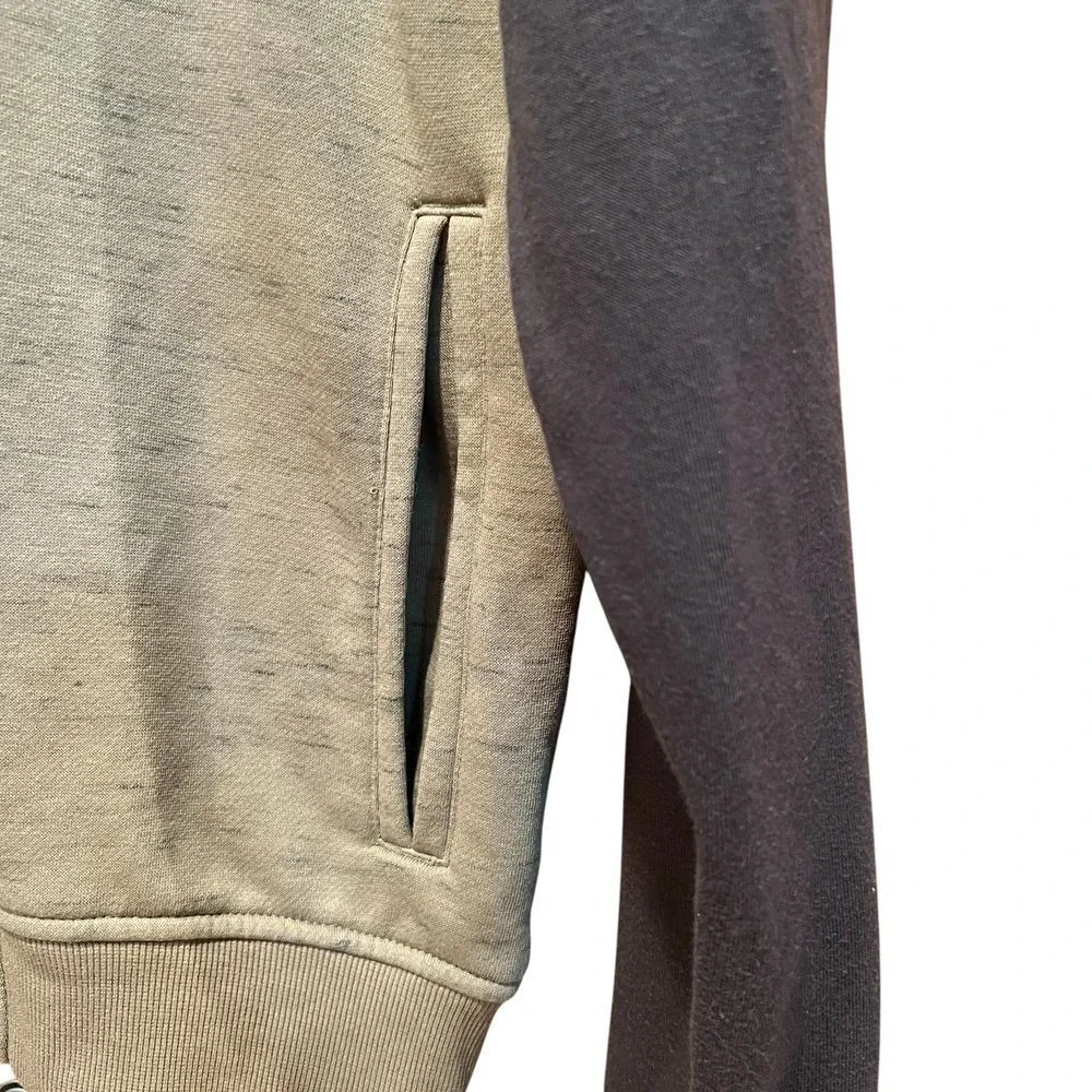Adidas Cardigan Sweatshirt Mens M Marled Olive Gray Mock Neck Zip Front Pockets